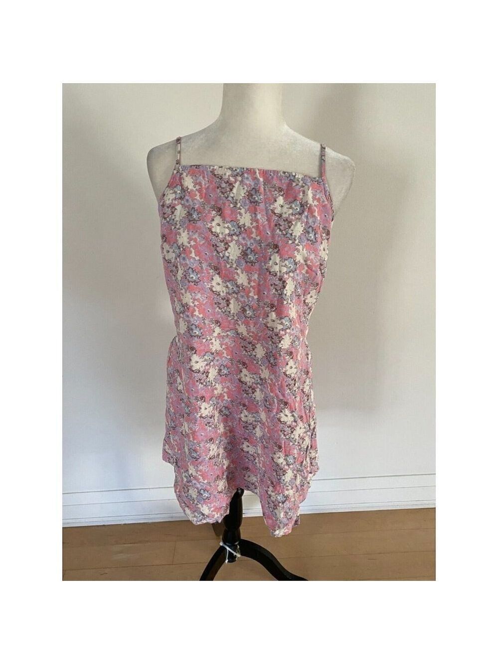 Abound Women pink floral Dress BNWOT sz XLarge square neck spaghetti strap